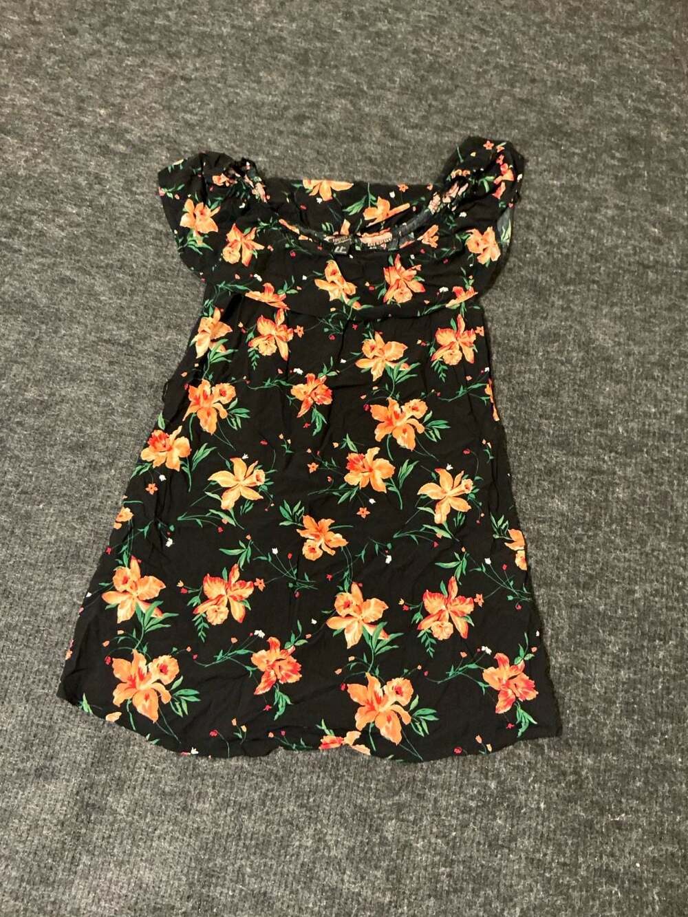Forever 21 Contemporary Floral Ruffle Off Shoulder Dress Womens Size XL Black